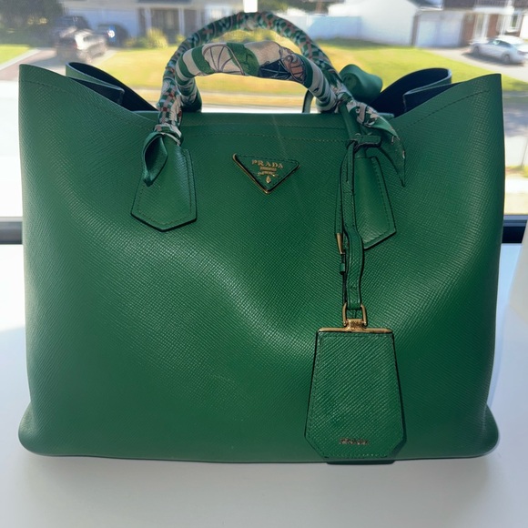 Prada Saffiano Leather Tote Bag in Emerald Green - Picture 1 of 14